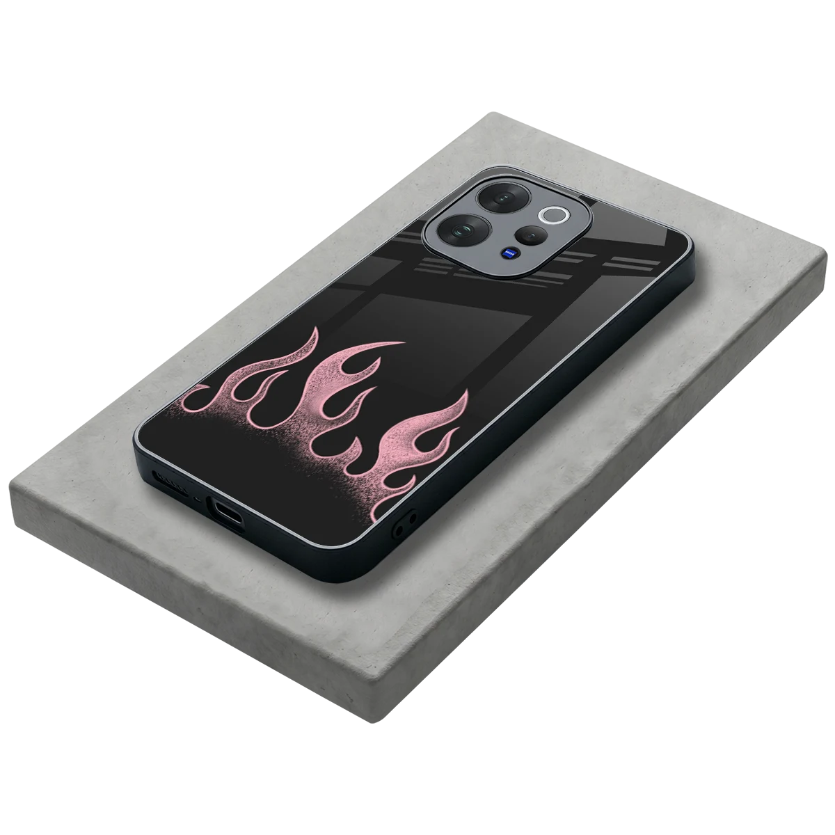 Retro Pink Flames stylish phone case for vivo v70 elite | glossy glass and slim fit