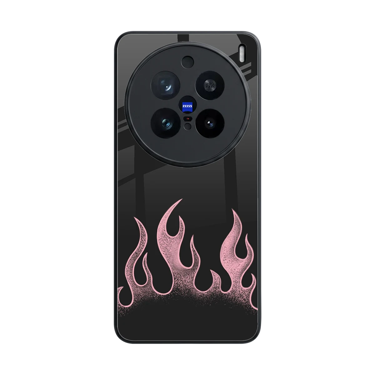 Retro Pink Flames back phone cover | glass case for vivo x200 pro