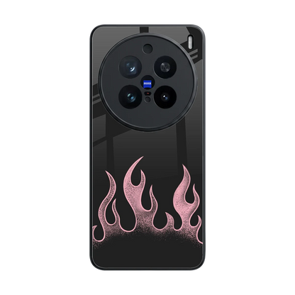 Retro Pink Flames back phone cover | glass case for vivo x200 pro