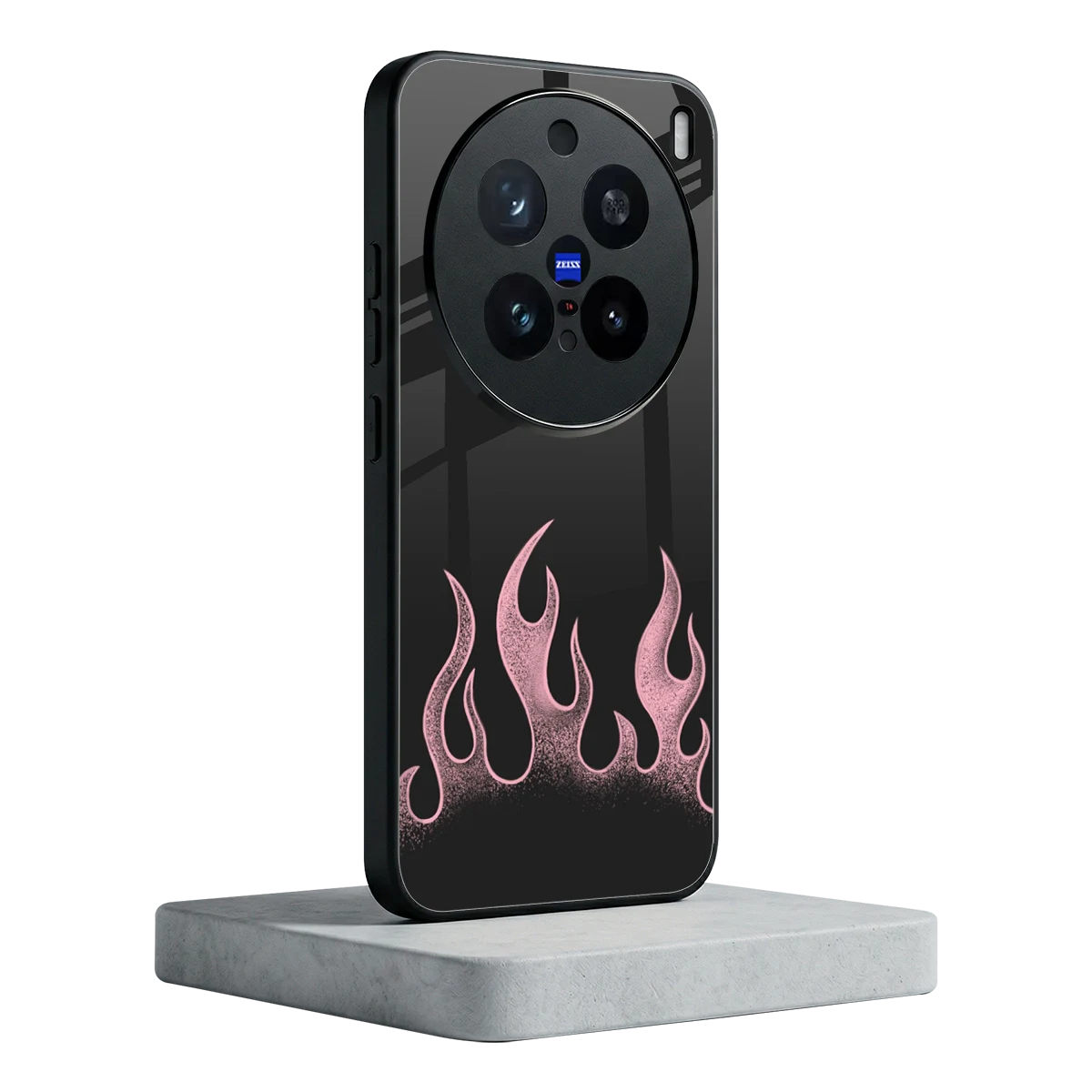 Retro Pink Flames vivo x200 pro mobile cover | shockproof glass phone case