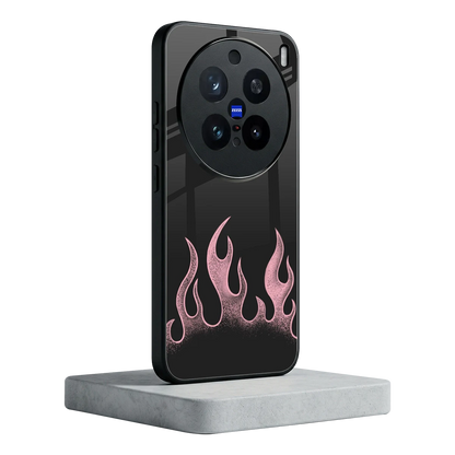 Retro Pink Flames vivo x200 pro mobile cover | shockproof glass phone case