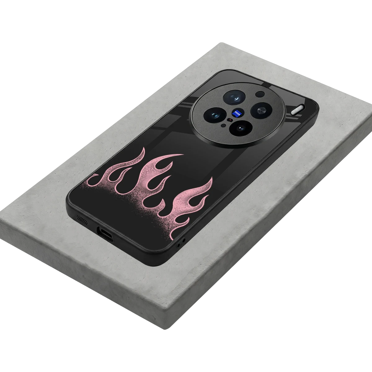 Retro Pink Flames stylish phone case for vivo x200 pro | glossy glass and slim fit