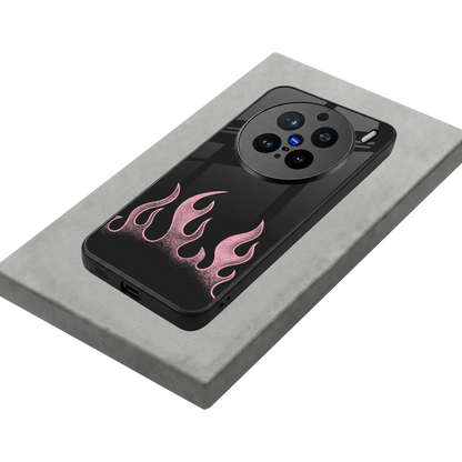 Retro Pink Flames stylish phone case for vivo x200 pro | glossy glass and slim fit