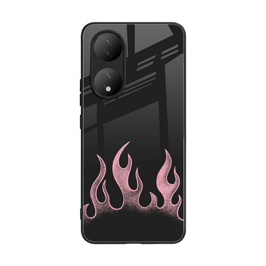 Retro Pink Flames back phone cover | glass case for Vivo-y100