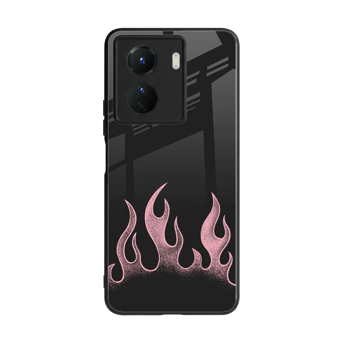 Retro Pink Flames back phone cover | glass case for vivo y16