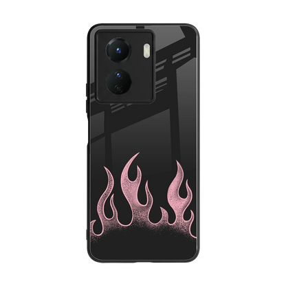 Retro Pink Flames back phone cover | glass case for vivo y16