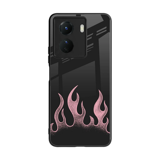 Retro Pink Flames back phone cover | glass case for vivo y16