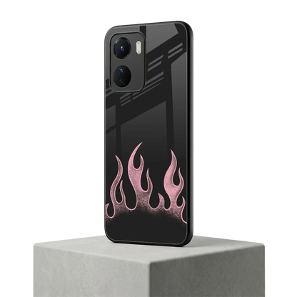 Retro Pink Flames vivo y16 mobile cover | shockproof glass phone case