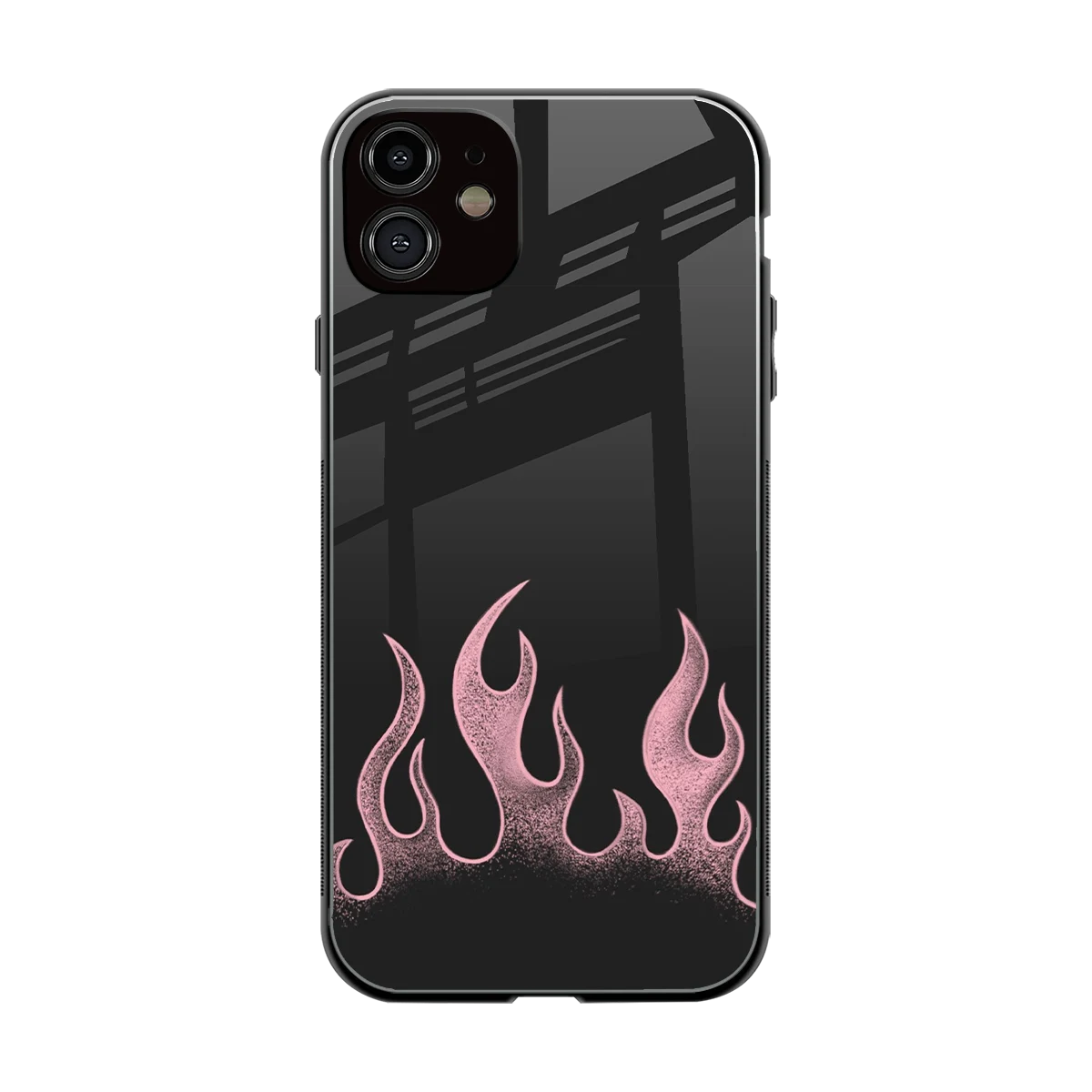 Retro Pink Flames back phone cover | glass case for iphone 12