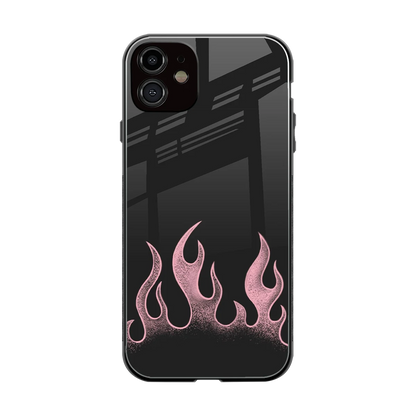 Retro Pink Flames back phone cover | glass case for iphone 12
