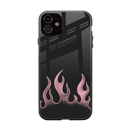 Retro Pink Flames back phone cover | glass case for iphone 12