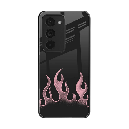 Retro Pink Flames back phone cover | glass case for redmi 15 5g