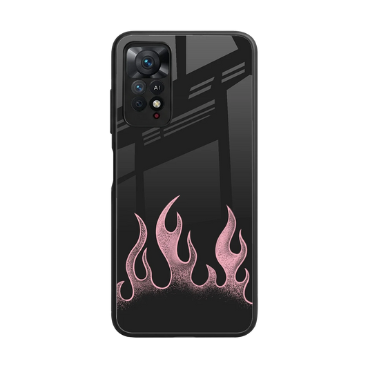 Retro Pink Flames back phone cover | glass case for redmi note 11 pro