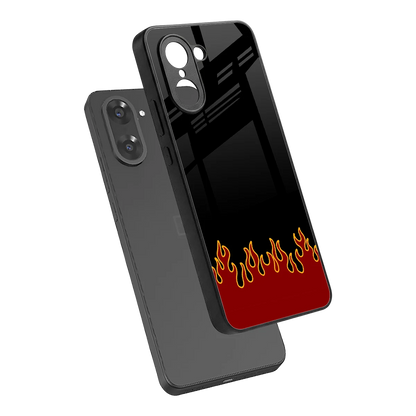 Retro Red Flames sleek oneplus nord ce5 5g cover with tempered glass back and TPU edges