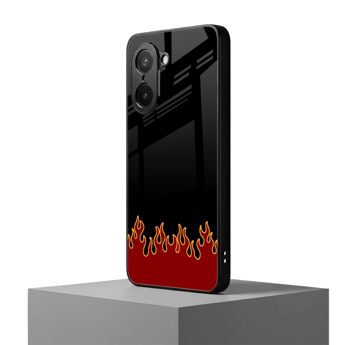 Retro Red Flames oneplus nord ce5 5g mobile cover | shockproof glass phone case