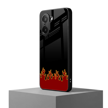 Retro Red Flames oneplus nord ce5 5g mobile cover | shockproof glass phone case