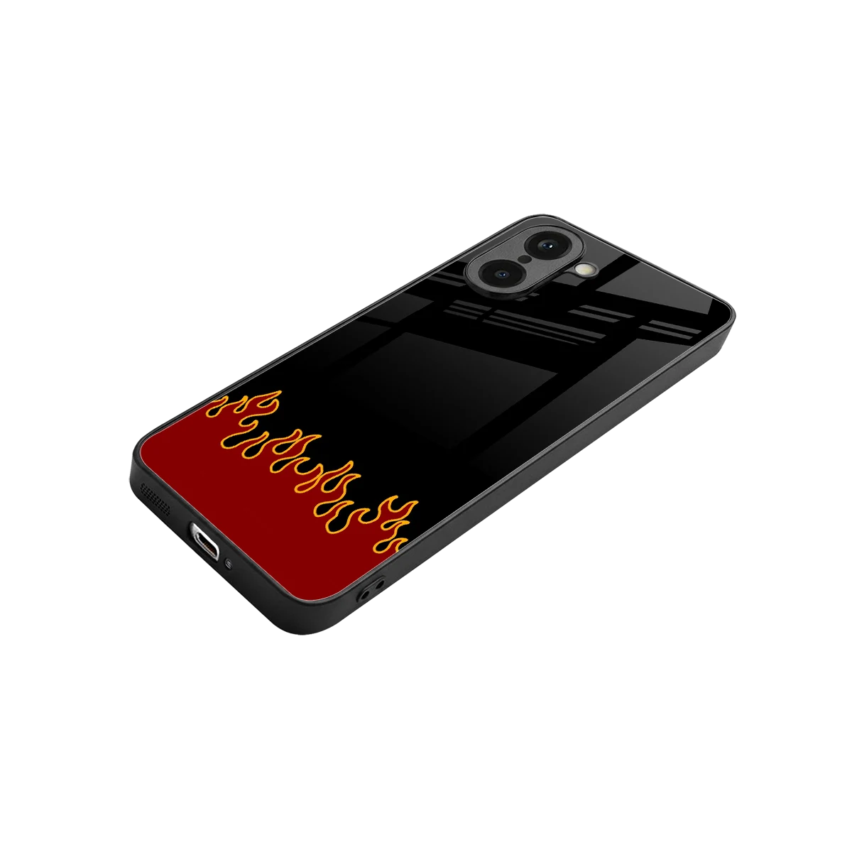 Retro Red Flames stylish phone case for oneplus nord ce5 5g | glossy glass and slim fit
