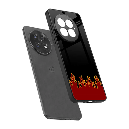 Retro Red Flames sleek oneplus 13 cover with tempered glass back and TPU edges