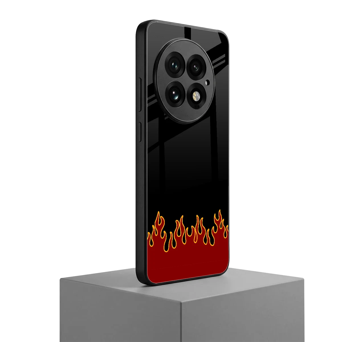 Retro Red Flames oneplus 13 mobile cover | shockproof glass phone case
