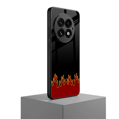Retro Red Flames oneplus 13 mobile cover | shockproof glass phone case