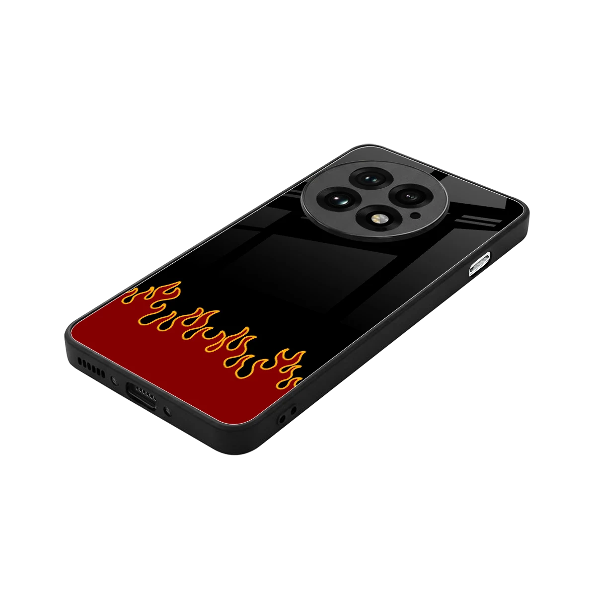 Retro Red Flames stylish phone case for oneplus 13 | glossy glass and slim fit
