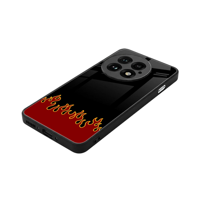 Retro Red Flames stylish phone case for oneplus 13 | glossy glass and slim fit