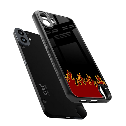 Retro Red Flames sleek cmf nothing phone 1 cover with tempered glass back and TPU edges