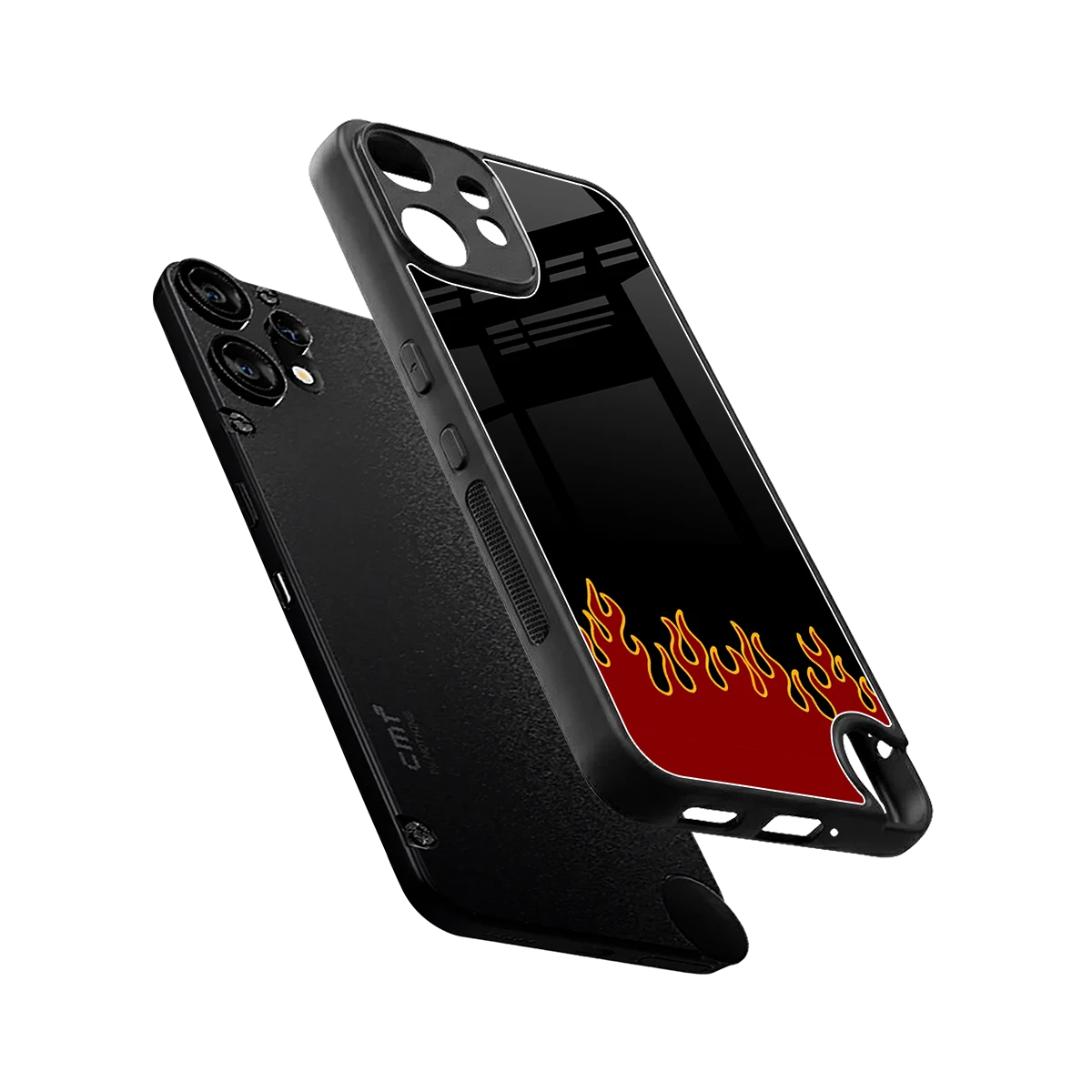 Retro Red Flames sleek cmf nothing phone 2 pro cover with tempered glass back and TPU edges