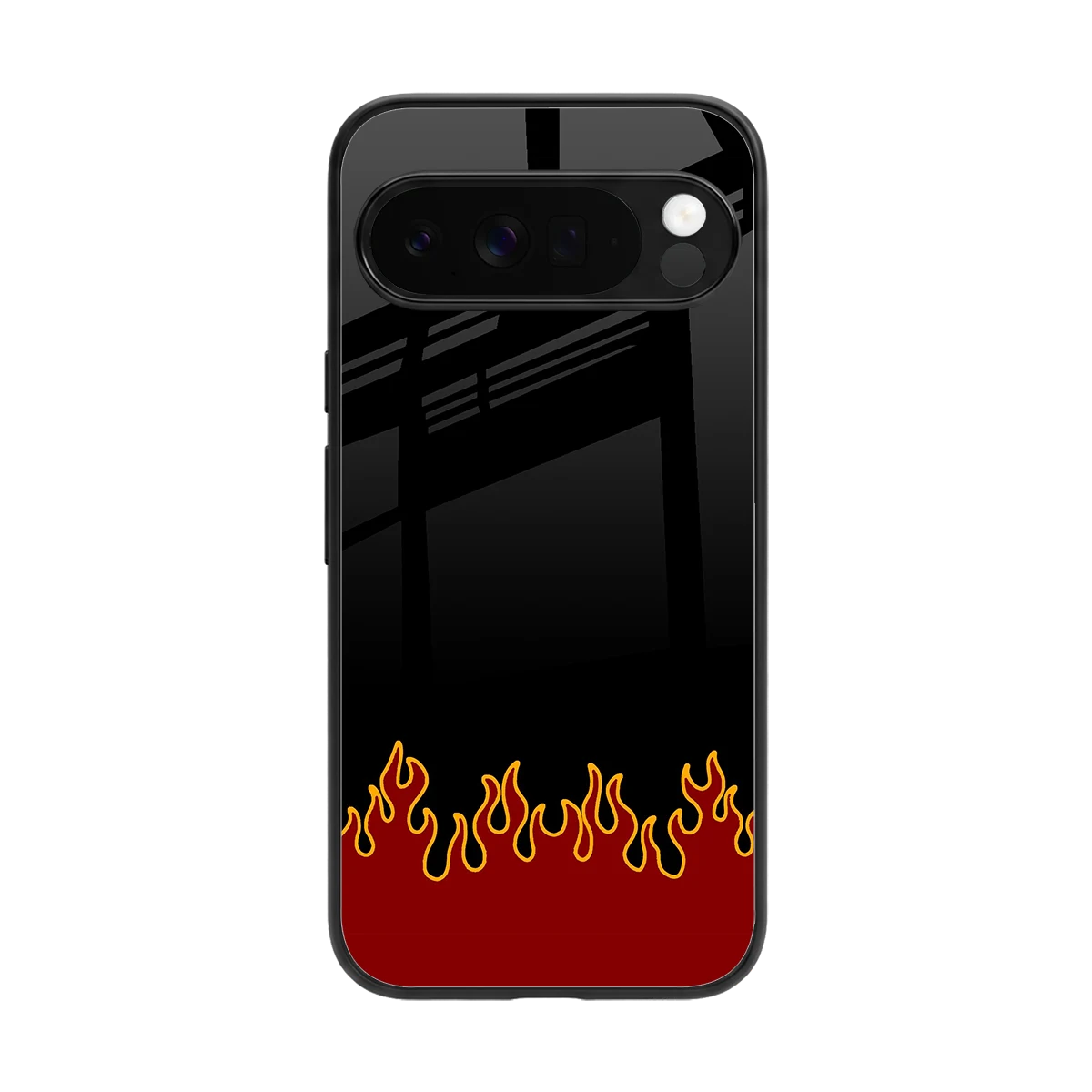 Retro Red Flames back phone cover | glass case for google pixel 10 pro xl