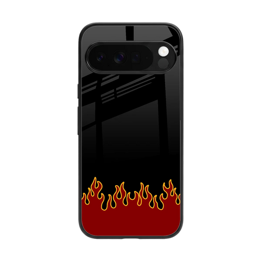 Retro Red Flames back phone cover | glass case for google pixel 10 pro xl