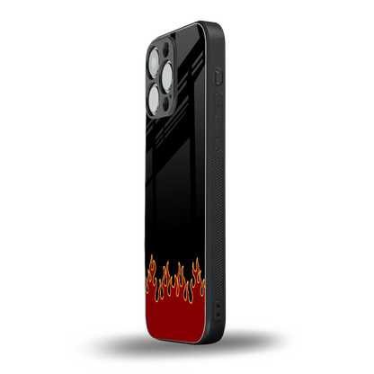 Retro Red Flames iphone 14 pro max mobile cover | shockproof glass phone case