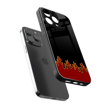 Retro Red Flames sleek iphone 13 pro cover with tempered glass back and TPU edges