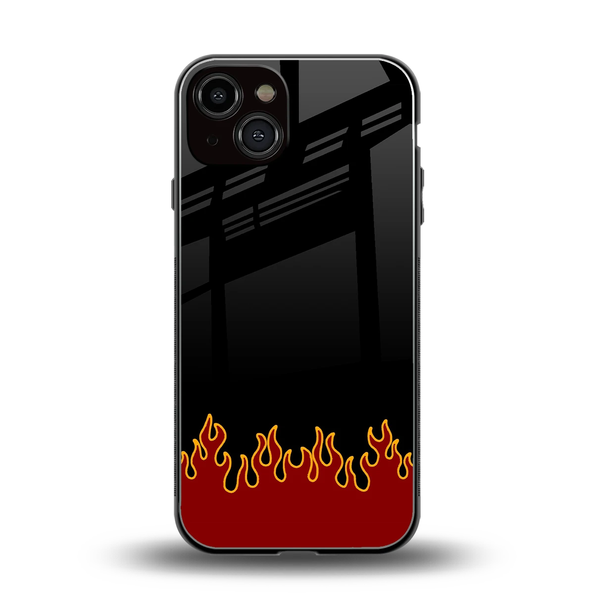 Retro Red Flames back phone cover | glass case for iphone 14