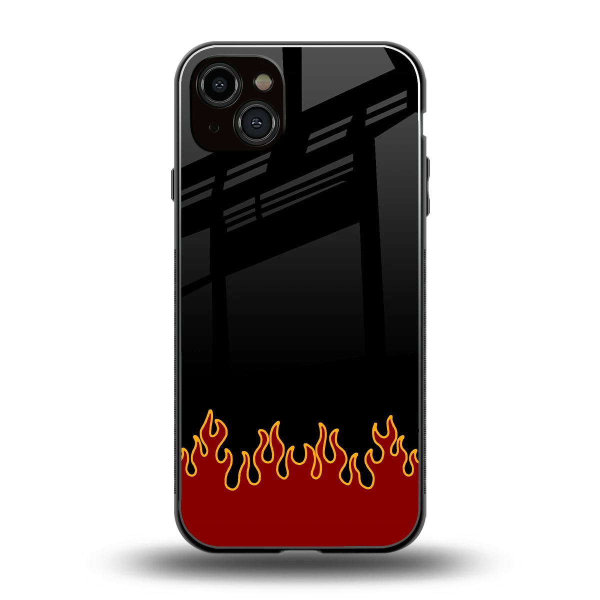 Retro Red Flames back phone cover | glass case for iphone 15 plus