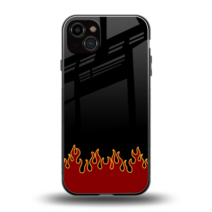 Retro Red Flames back phone cover | glass case for iphone 15 plus