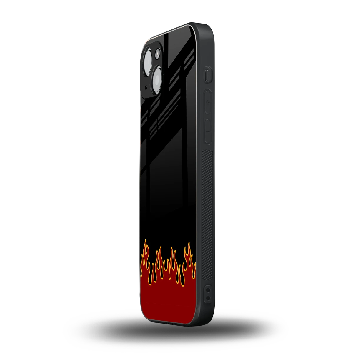 Retro Red Flames iphone 15 plus mobile cover | shockproof glass phone case