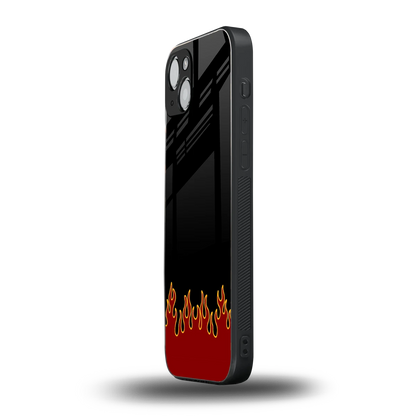 Retro Red Flames iphone 14 plus mobile cover | shockproof glass phone case