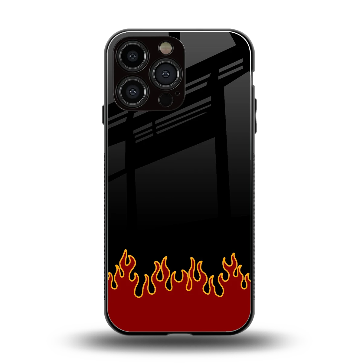 Retro Red Flames back phone cover | glass case for iphone 15 pro max