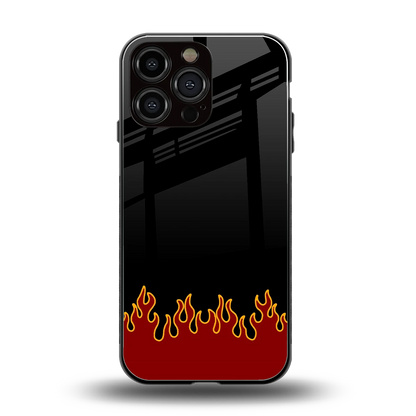 Retro Red Flames back phone cover | glass case for iphone 15 pro max