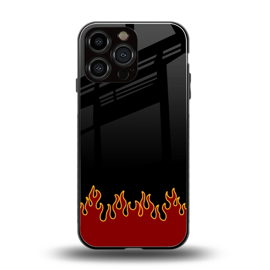 Retro Red Flames back phone cover | glass case for iphone 15 pro max