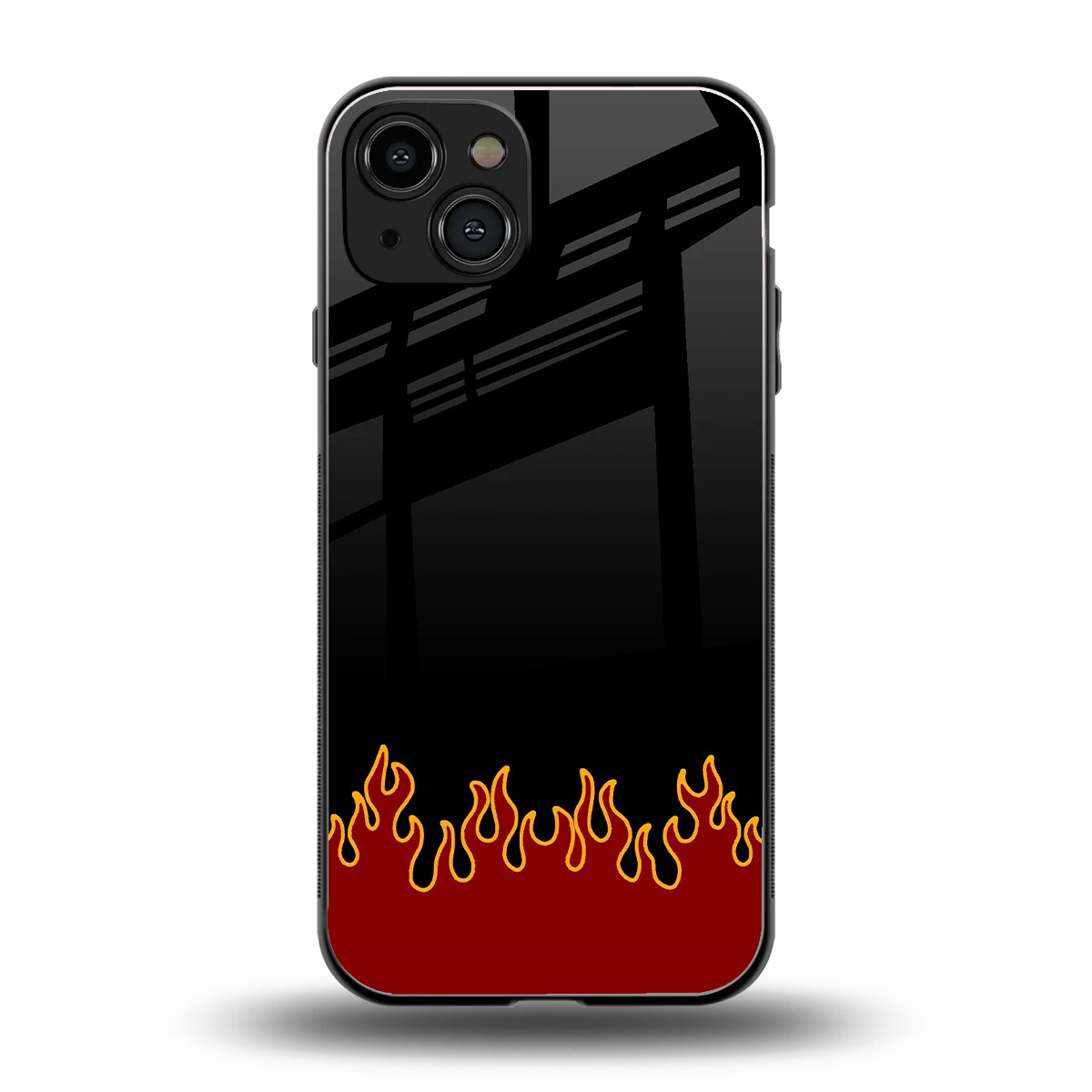 Retro Red Flames back phone cover | glass case for iphone 15
