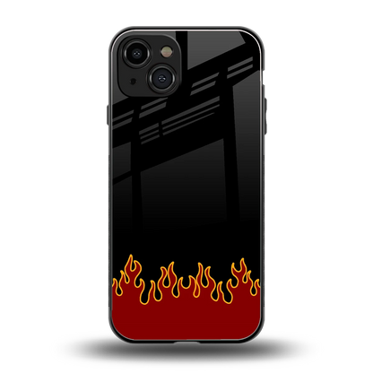 Retro Red Flames back phone cover | glass case for iphone 15