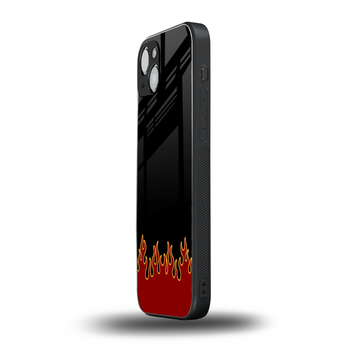 Retro Red Flames iphone 15 mobile cover | shockproof glass phone case