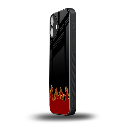 Retro Red Flames iphone 16 plus mobile cover | shockproof glass phone case