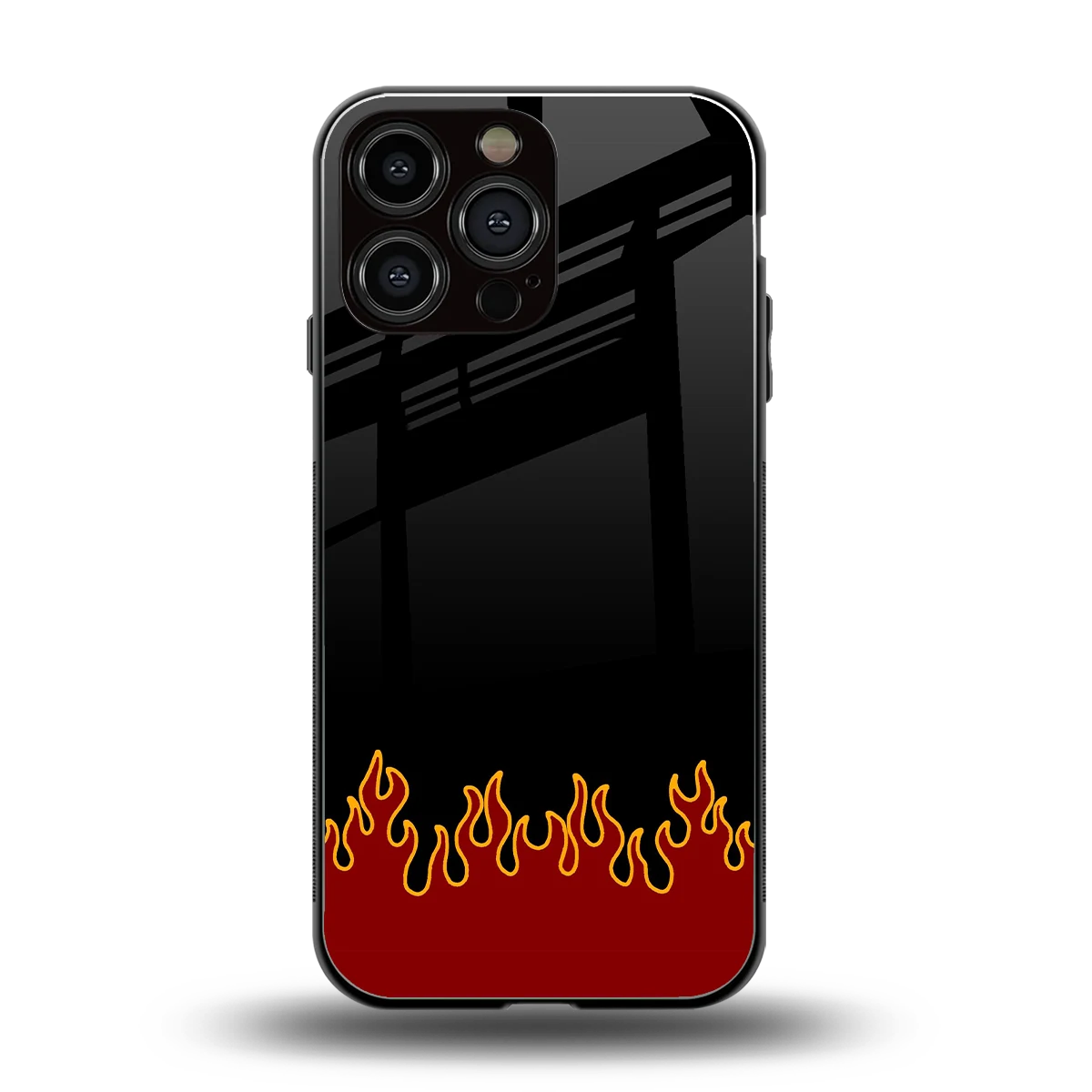 Retro Red Flames back phone cover | glass case for iphone 16 pro max