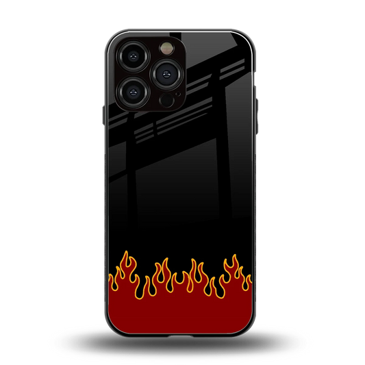 Retro Red Flames back phone cover | glass case for iphone 16 pro max