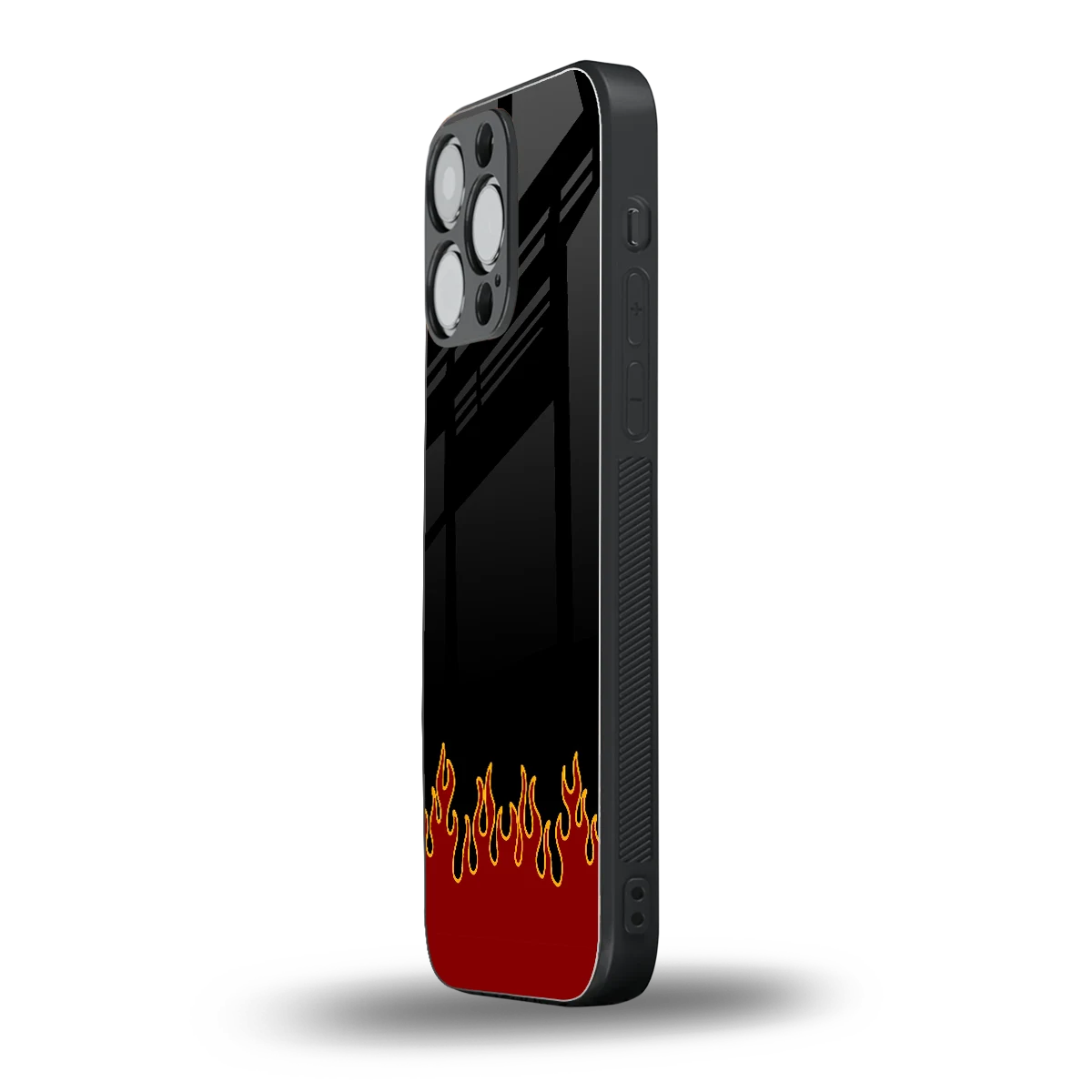 Retro Red Flames iphone 16 pro max mobile cover | shockproof glass phone case