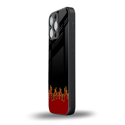Retro Red Flames iphone 16 pro max mobile cover | shockproof glass phone case