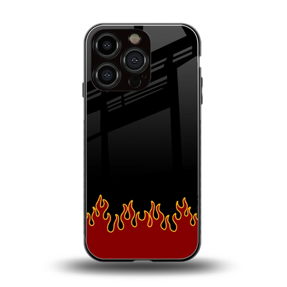 Retro Red Flames back phone cover | glass case for iphone 16 pro