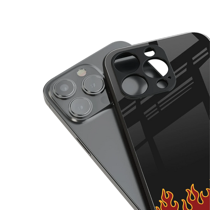 Retro Red Flames stylish phone case for iphone 15 plus | glossy glass and slim fit